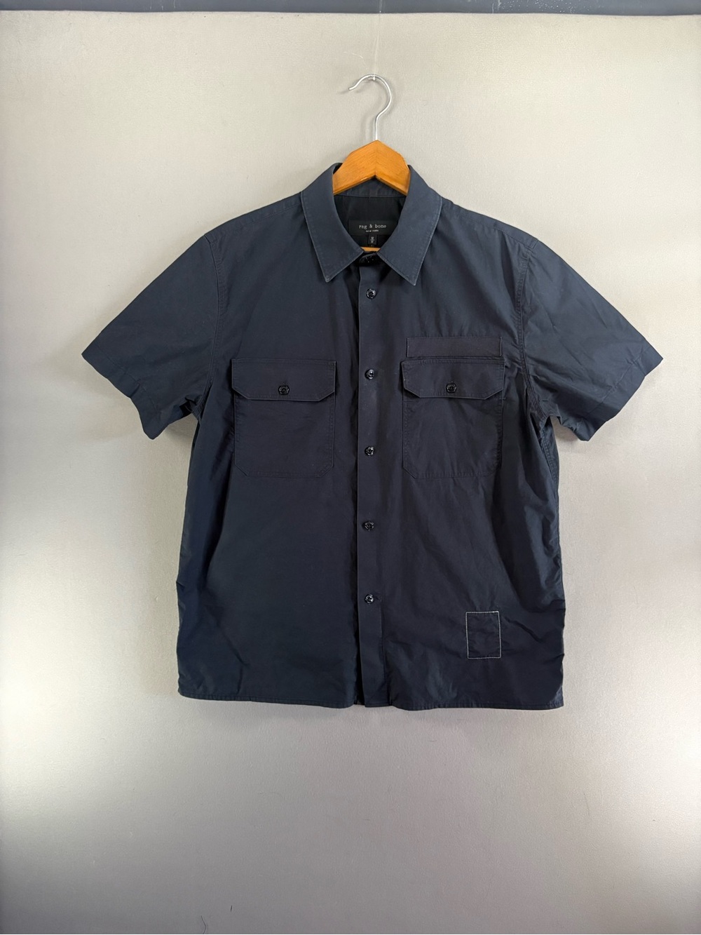 Rag And Bone Men Shirt Sleeve Mechanic  Shirt Style Size Medium Navy